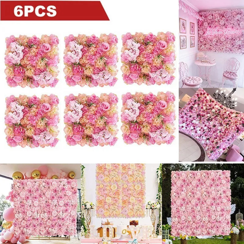 Ensemble de 6 panneaux fleurs artificielles pour toile de fond