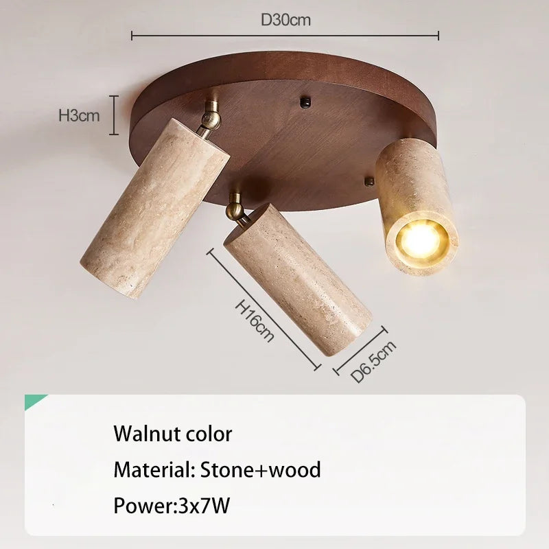 Spot lumineux led bois marron clair moderne minimaliste texture naturelle 3000k(toucher)