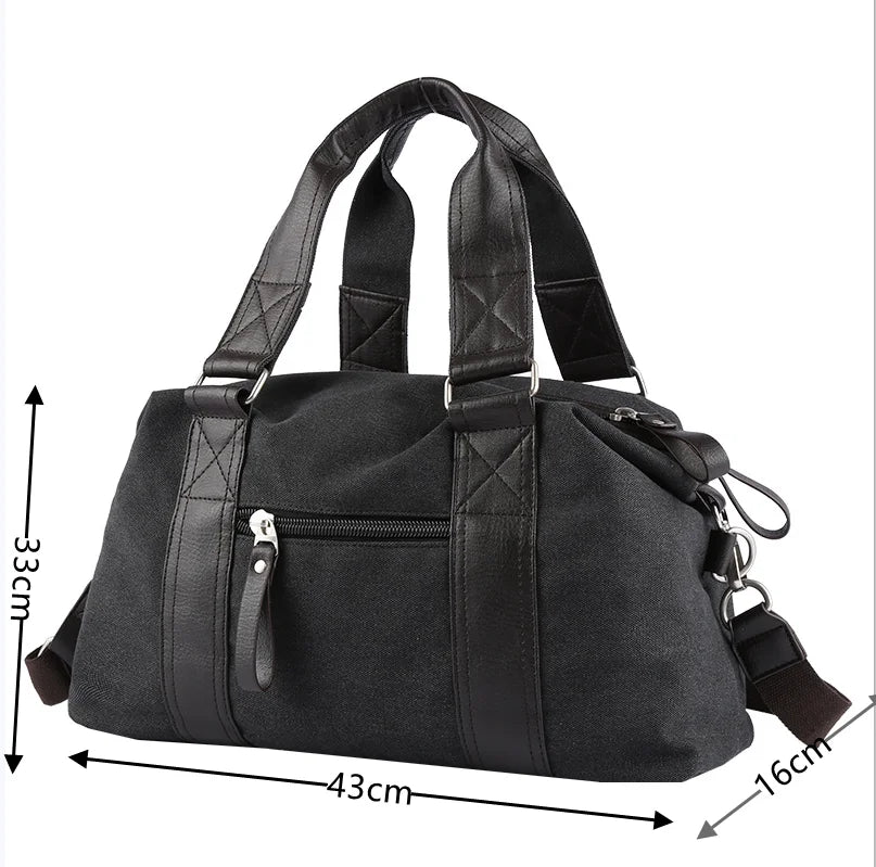 sac voyage toile homme polyvalent solide fermeture éclair beige noir texture cuir casual dimensions
