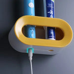 support mural adhésif moderne brosse dents électrique rose bleu blanc noir minimaliste chargeur cable
