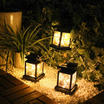 lanterne solaire décorative vintage rustique lumière jaune imitation flamme bougieextérieur ambiance camping jardin decoration