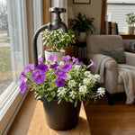 pots fleurs métal rustique noir blanc vert textures vieillies decoratifsextérieurintérieur