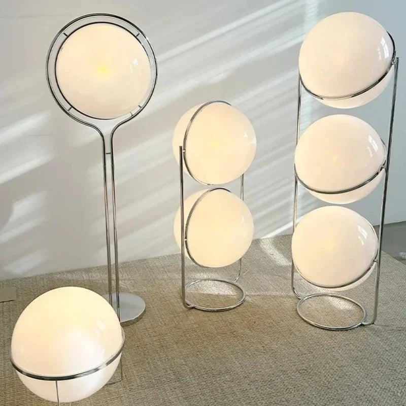 lampe sol led moderne blanc chrome translucide interrupteur bouton intérieur éclairage salle manger