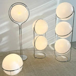 lampe sol led moderne blanc chrome translucide interrupteur bouton intérieur éclairage salle manger