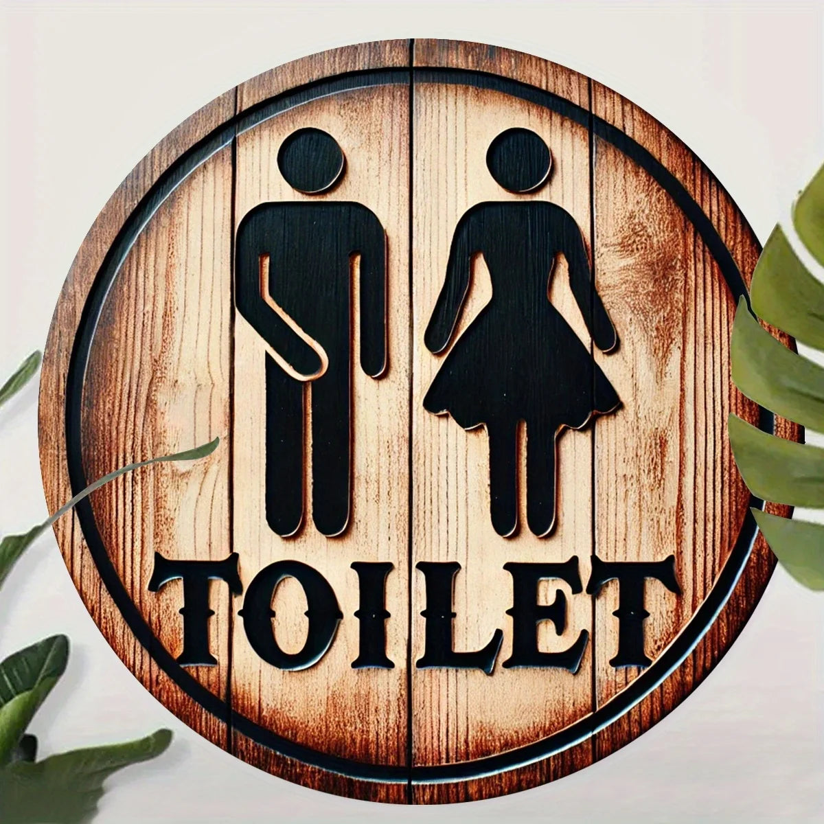 panneau toilettes bois classique 20cm 20cm brun clair motif TOILETTE occasion anniversaire noël mariage