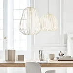 suspension lumineuse moderne blanc crème rayures verticales 300mm 495mm 550mm 470mm