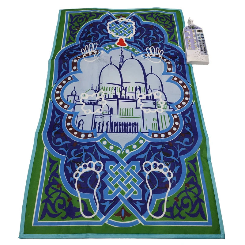 tapis interactif enfant islamique illustrations motifs arabes symboles religieux coloré bleu orange vert blanc