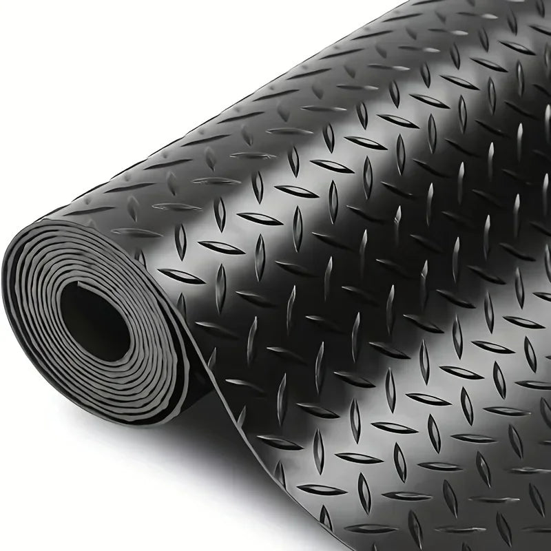 tapis sol noir diamanté moderne résistant corrosion garage salle sport 100x180cm