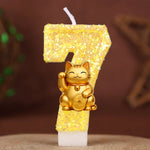 bougies numériques or pailletées chat chanceux anniversaire enfant decoration dessin anime festive fournissons