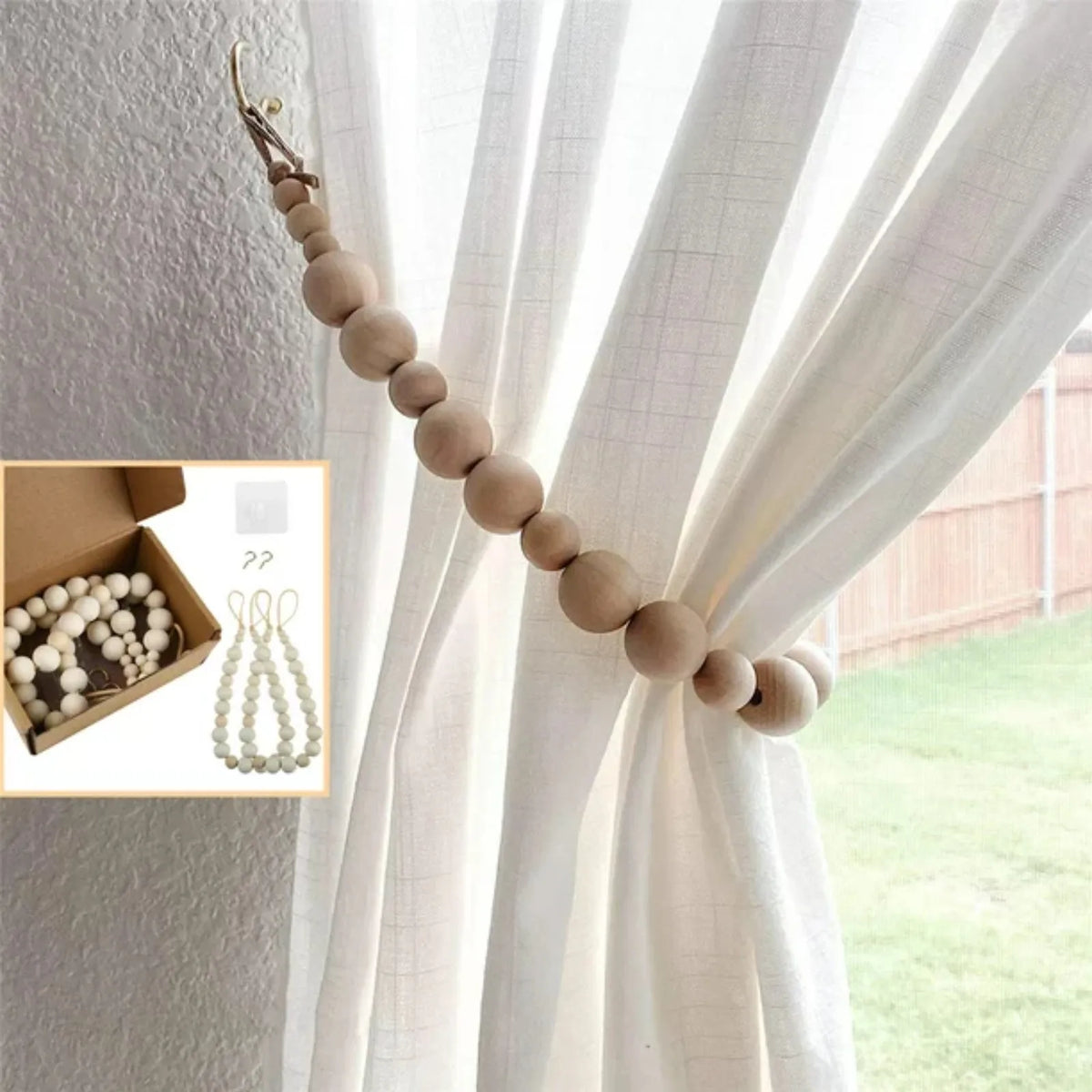 rubans rideau clips métalliques beige clair moderne accessoires rideaux décor maison textiles