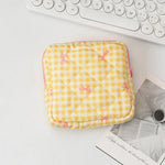 Sac cosmétiques polyestère noir blanc rose bleu cuir mat fermeture glissière poudre compacte brosse