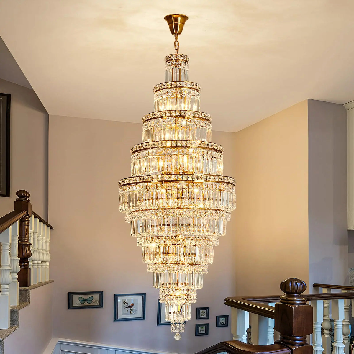 lustre moderne cristal led doré 10 15 sources lumineuses élégant salon hall