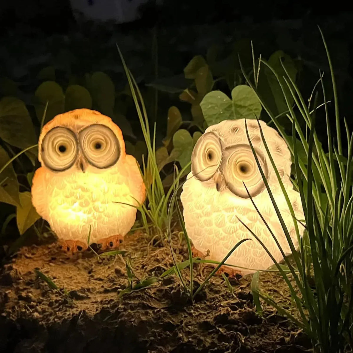 statues oiseaux solaires led extérieures orange blanc artisanal naturel imperméables ip65 abs led