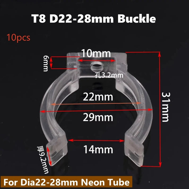 bases tube néon blanc led lisse moderne clips fixation câbles connexion accessoire lumineux minimaliste