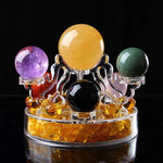 support décoratif transparent cristaux boules colorées motifs floraux sculpturales asiatique moderne ornement