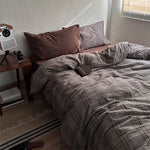 housse couette coton rayées moderne bleu vert gris taies d'oreiller incluses