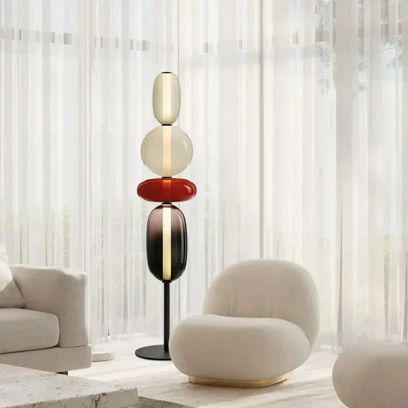 lampe sol led moderne sphères colorées semi transparentes blanc rouge vert noir marron scandinave