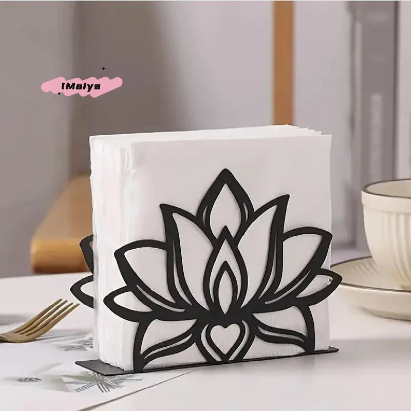 porte serviettes moderne métal noir blanc fleur lotus minimaliste adhésif salon