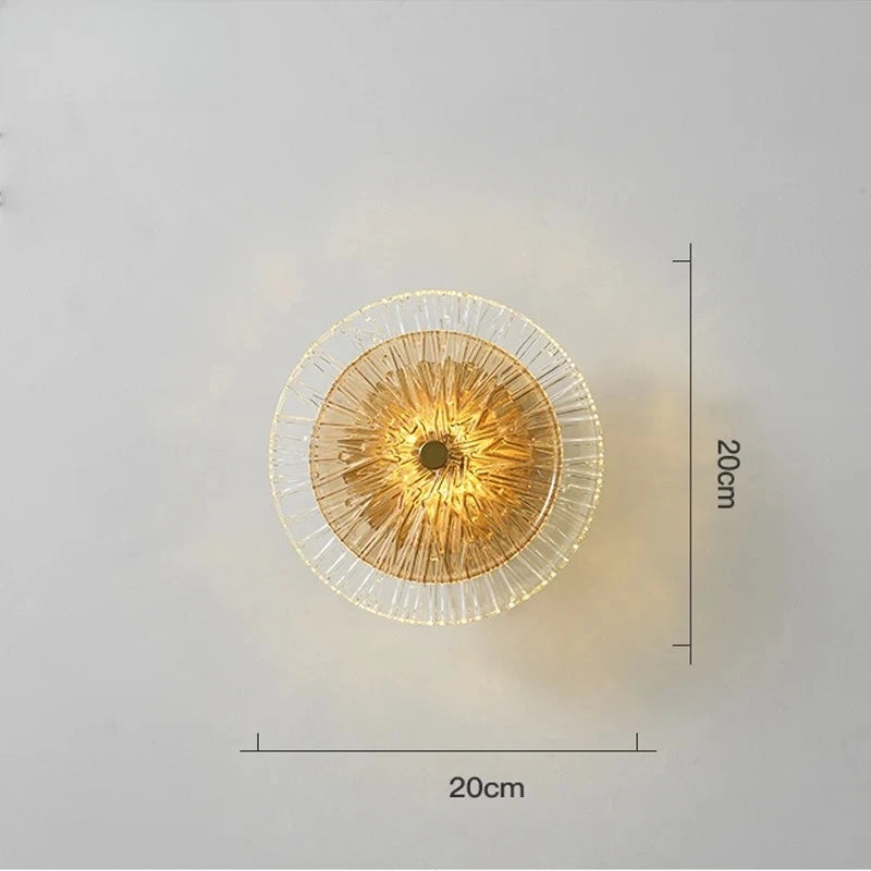 applique murale led ronde verre moderne transparente rayures radiales éclairage quotidien fixée mur nordique
