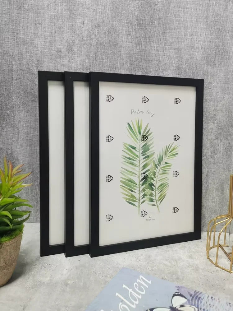 Cadre photo bois moderne beige noir blanc feuilles palmier boite packaging decor