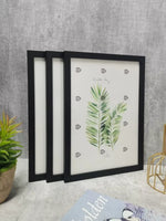 Cadre photo bois moderne beige noir blanc feuilles palmier boite packaging decor
