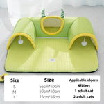 lit chat tapis respirant tissu géométrique moderne vert clair jaune bleu clair