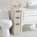 rangements salle bain meuble storage vertical cinq étages tiroirs amovible moderne lignes verticales opaque