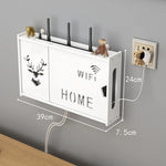 meuble rangement mural blanc bambou prises électriques étagères cable wifi