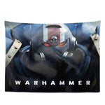 tapisserie murale warhammer 40k personnage armé bleu noir rouge moderne détaillée hand washable digital