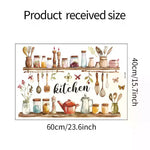 décoration murale sticker cuisine étagères bocaux ustensiles fleurs papillons aquarelle rustique