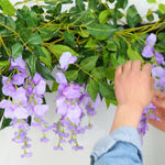 guirlande fleurs artificielles vigne glycine extérieur décoration mariage arches romantique pendantes blanc violet