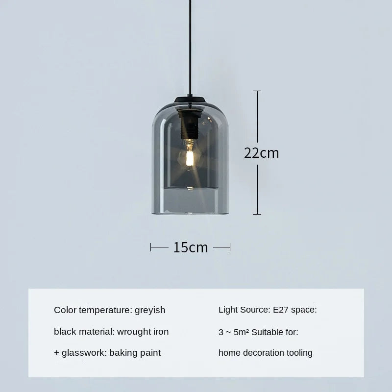 lumière suspendue verre moderne gris ambré filament apparent salon chambrehôtel