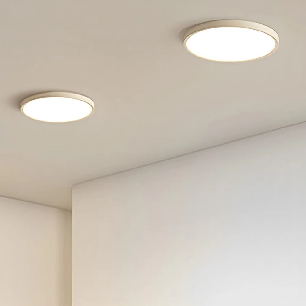 Kit luminaires LED ventilateur moderne blanc circulaire 18W opaquet vis fixation
