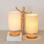 lampe table led usb moderne minimaliste abatjour tissu opaque bois clair chambre coucher