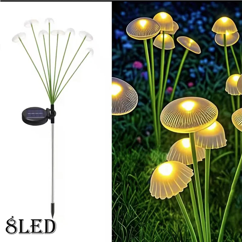lampe solaire extérieure champignon vert blanc moderne decoration patio jardin led autoinstallation ip65 abs