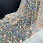 tissu brodé floral semi transparent polyester multi couleurs occasion quotidien tulle 3d embossé trame
