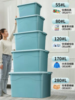 Boîte de rangement plastique verte avec couvercle et roulettes pour organisation intérieure