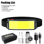 lampe frontale rechargeable led noire jaune clip moderne camping pêche randonnée usb
