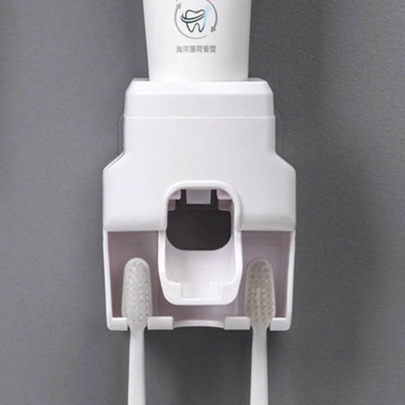 distributeur dentifrice blanc bleu rose moderne adhésif transparent rechargeable