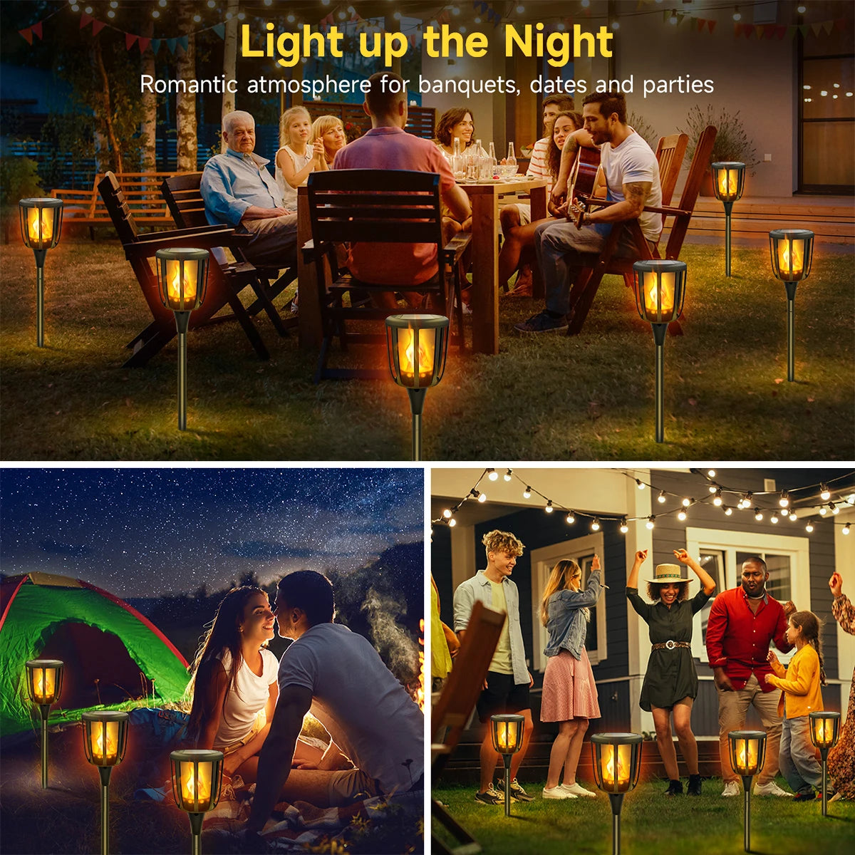 lampe solaire décorative triangle noir effet flamme moderne extérieure autoinstallation led ip65