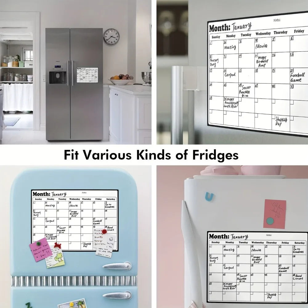 calendrier magnétique blanc bleu vert rouge aimants modernes pratique stylos essuie glaces