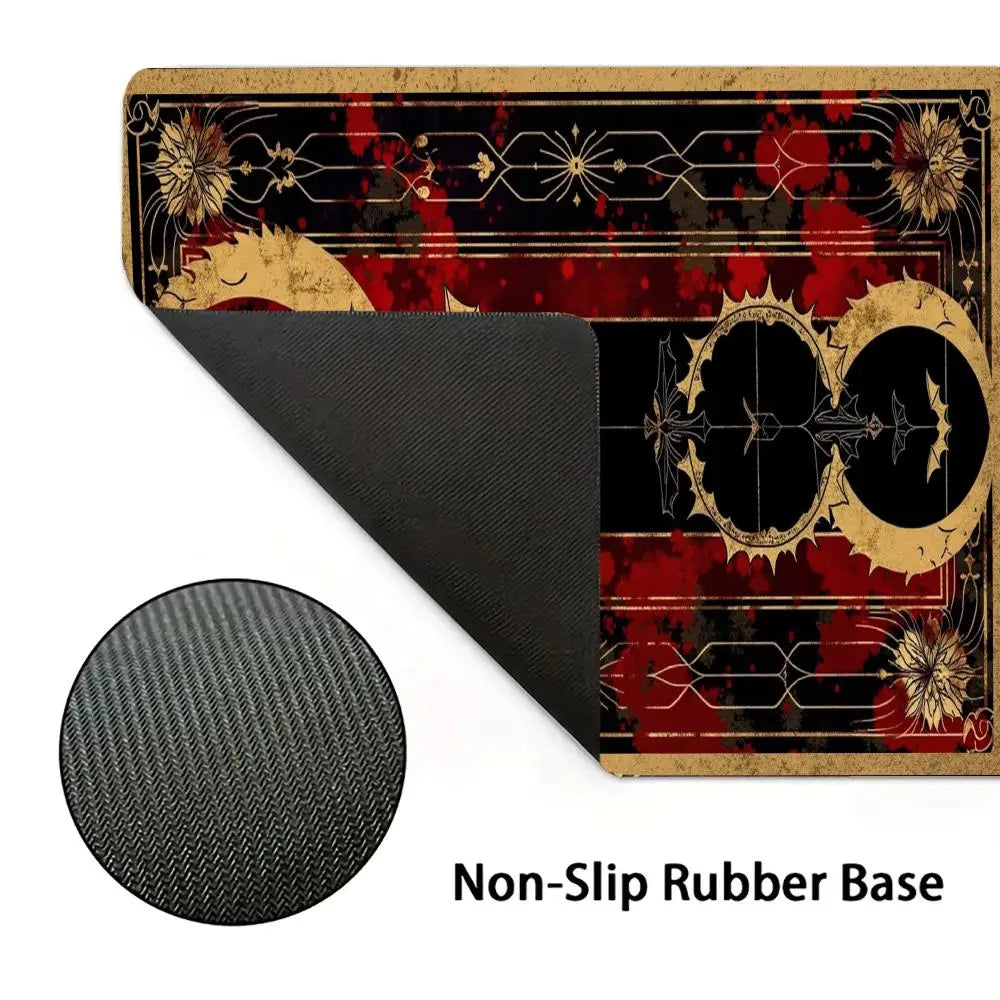 tapis souris noir floral cercles dorés antiderapante caoutchouc art déco gaming protection