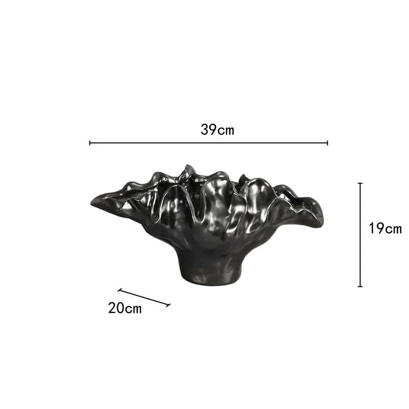 vase résine moderne blanc noir bronze organique sculptural contemporain fleurs jaune blanc decoration maison