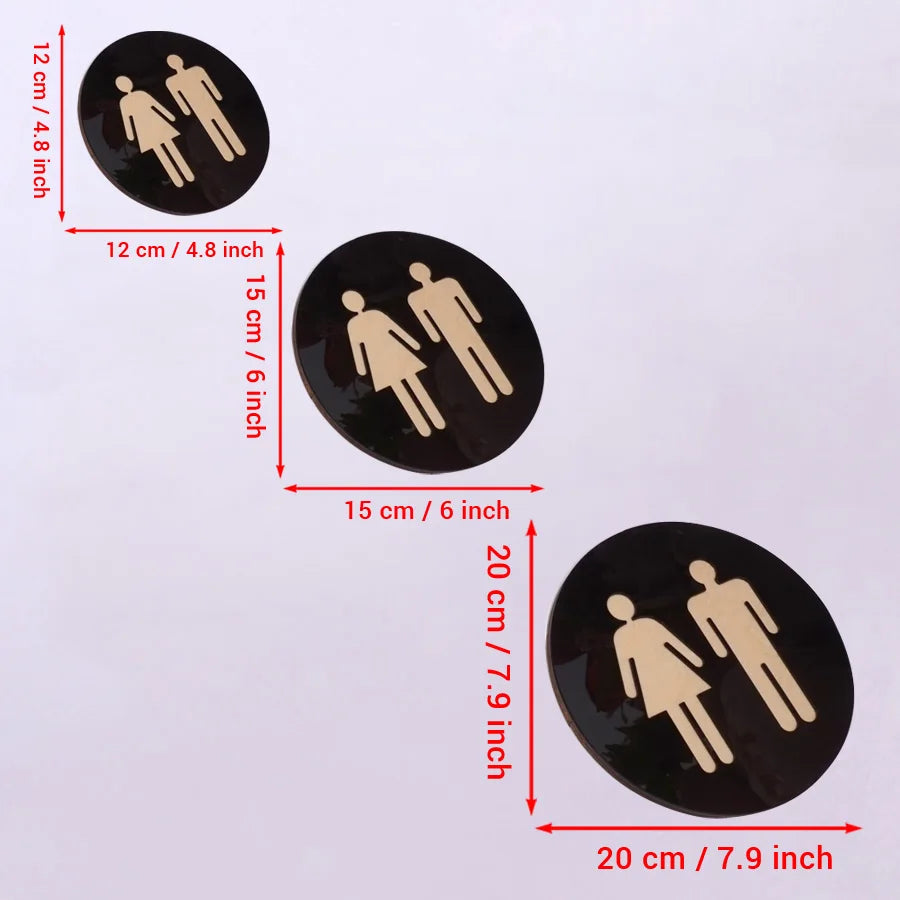 toilette homme femme plaque signalisation adhésive moderne silhouettes noir doré argenté 12cm 15cm 20cmintérieur
