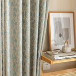 rideau fleur relief polyester bleu clair classique maison opacité chambre living kitchen