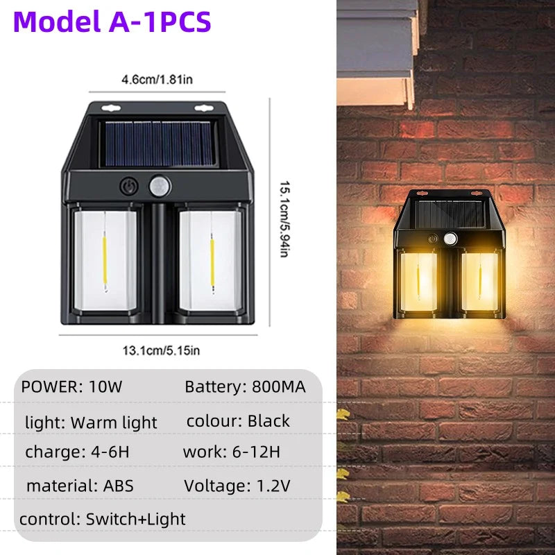 lampe solaire murale détecteur mouvement ip65 moderne panneau solaire led noir