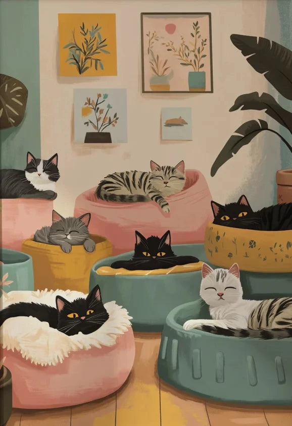 tableau toile chat tuxedo moderne décoration murale salon chambre objet esthétique