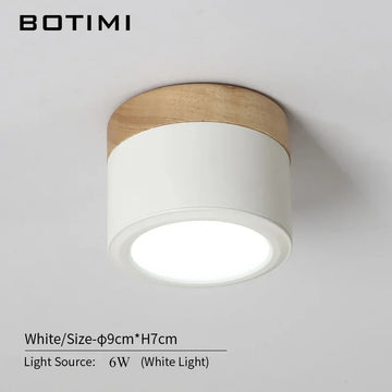 Spot LED moderne bois naturel abat jour métal gris blanc lumière