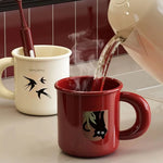 tasse imprimée léopard animal oiseaux texte classique verte rouge beige fixée brosse dentifrice