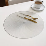 tapis table rond moderne blanc or rayures concentriques antidérapant respectueux environnement polyester unique decoration